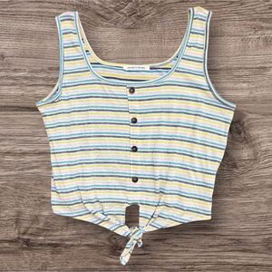 Caution To The Wind Multicolor Striped Tie Front Tank Top Boho Casual Chic Med